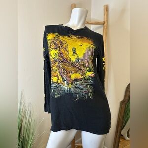 Rick And Morty Adult Swim Shirt Long Sleeve Psychedelic Graphic Tee Size Medium
